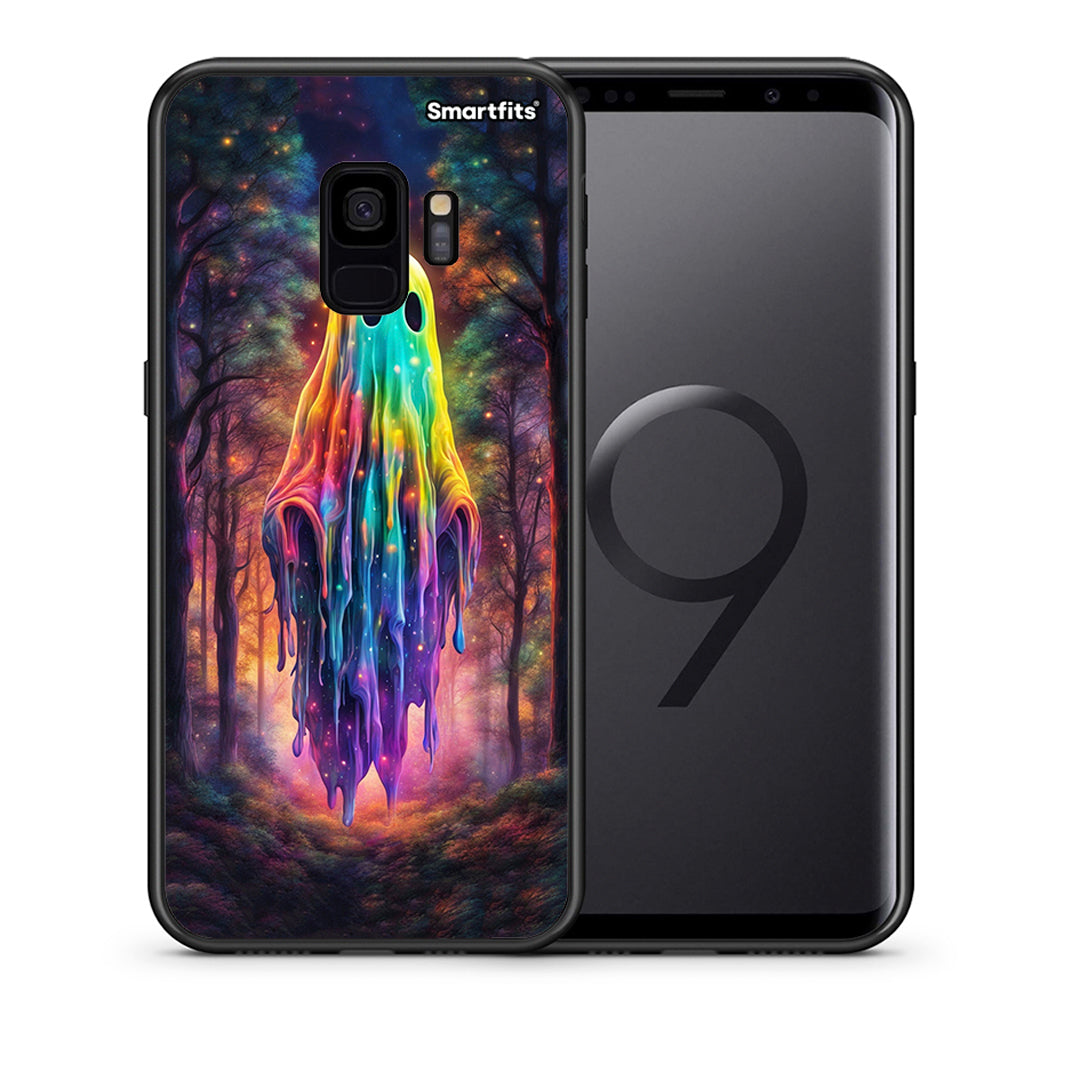 Θήκη Samsung S9 Halloween Ghost από τη Smartfits με σχέδιο στο πίσω μέρος και μαύρο περίβλημα | Samsung S9 Halloween Ghost case with colorful back and black bezels