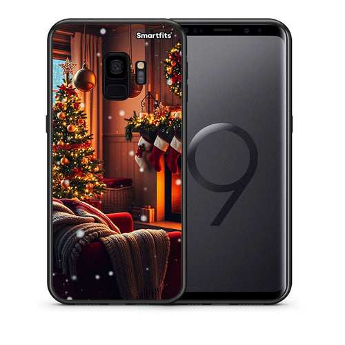 Θήκη Samsung S9 Home For Christmas από τη Smartfits με σχέδιο στο πίσω μέρος και μαύρο περίβλημα | Samsung S9 Home For Christmas case with colorful back and black bezels