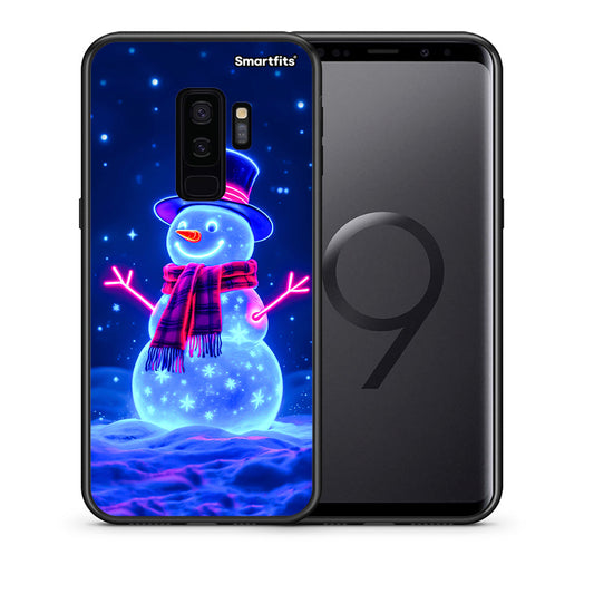 Θήκη Samsung S9 Plus Christmas Neon Snowman από τη Smartfits με σχέδιο στο πίσω μέρος και μαύρο περίβλημα | Samsung S9 Plus Christmas Neon Snowman case with colorful back and black bezels