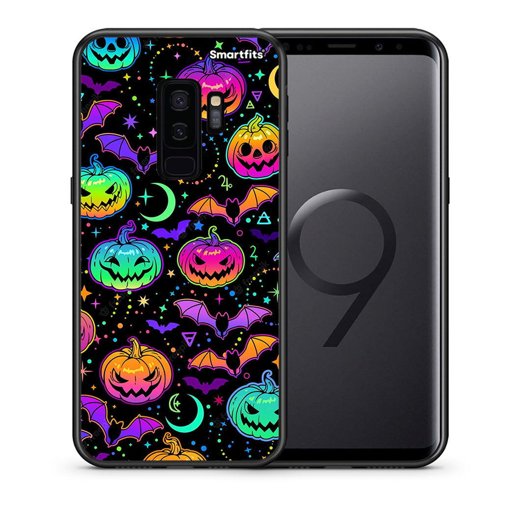 Θήκη Samsung S9 Plus Neon Halloween από τη Smartfits με σχέδιο στο πίσω μέρος και μαύρο περίβλημα | Samsung S9 Plus Neon Halloween case with colorful back and black bezels