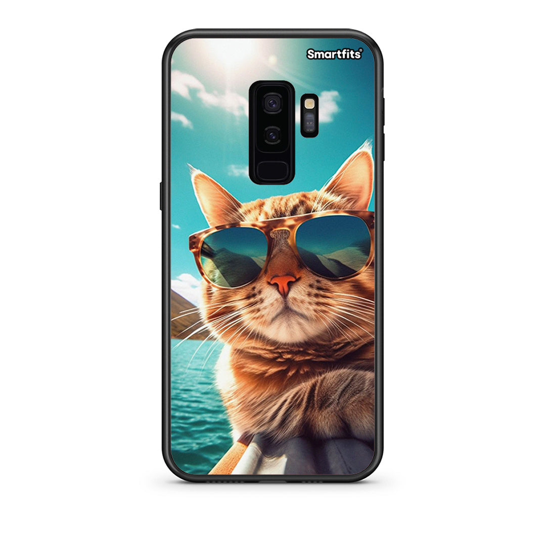 samsung s9 plus Summer Cat θήκη από τη Smartfits με σχέδιο στο πίσω μέρος και μαύρο περίβλημα | Smartphone case with colorful back and black bezels by Smartfits