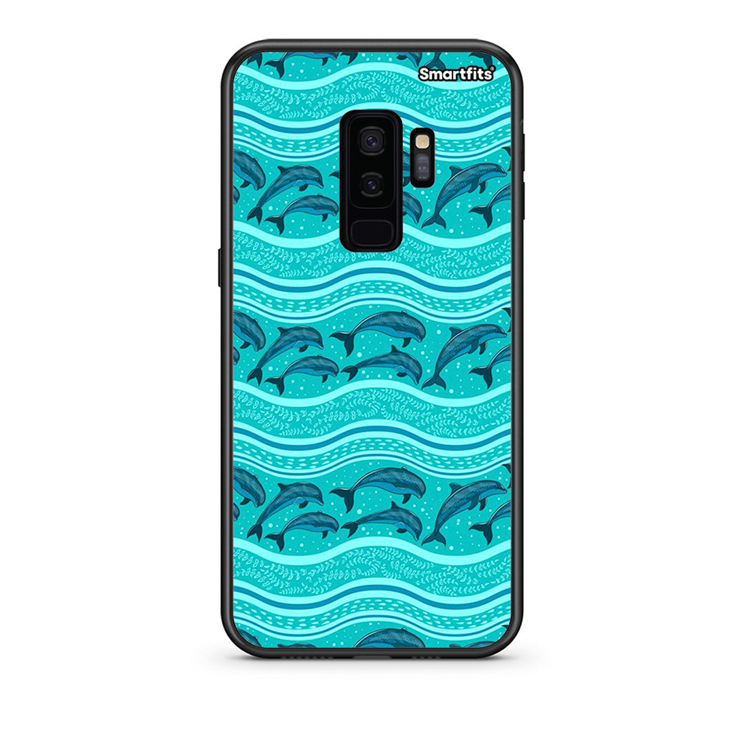 samsung s9 plus Swimming Dolphins θήκη από τη Smartfits με σχέδιο στο πίσω μέρος και μαύρο περίβλημα | Smartphone case with colorful back and black bezels by Smartfits