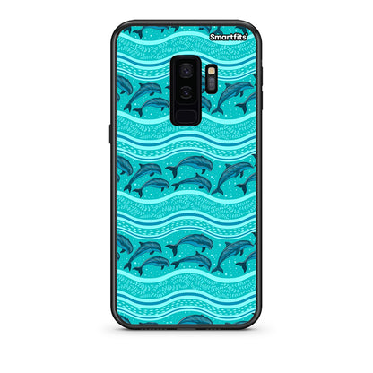 samsung s9 plus Swimming Dolphins θήκη από τη Smartfits με σχέδιο στο πίσω μέρος και μαύρο περίβλημα | Smartphone case with colorful back and black bezels by Smartfits