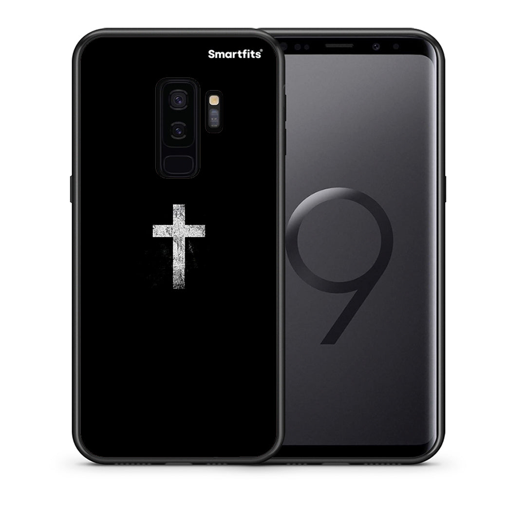 Θήκη Samsung S9 Plus White Cross από τη Smartfits με σχέδιο στο πίσω μέρος και μαύρο περίβλημα | Samsung S9 Plus White Cross case with colorful back and black bezels