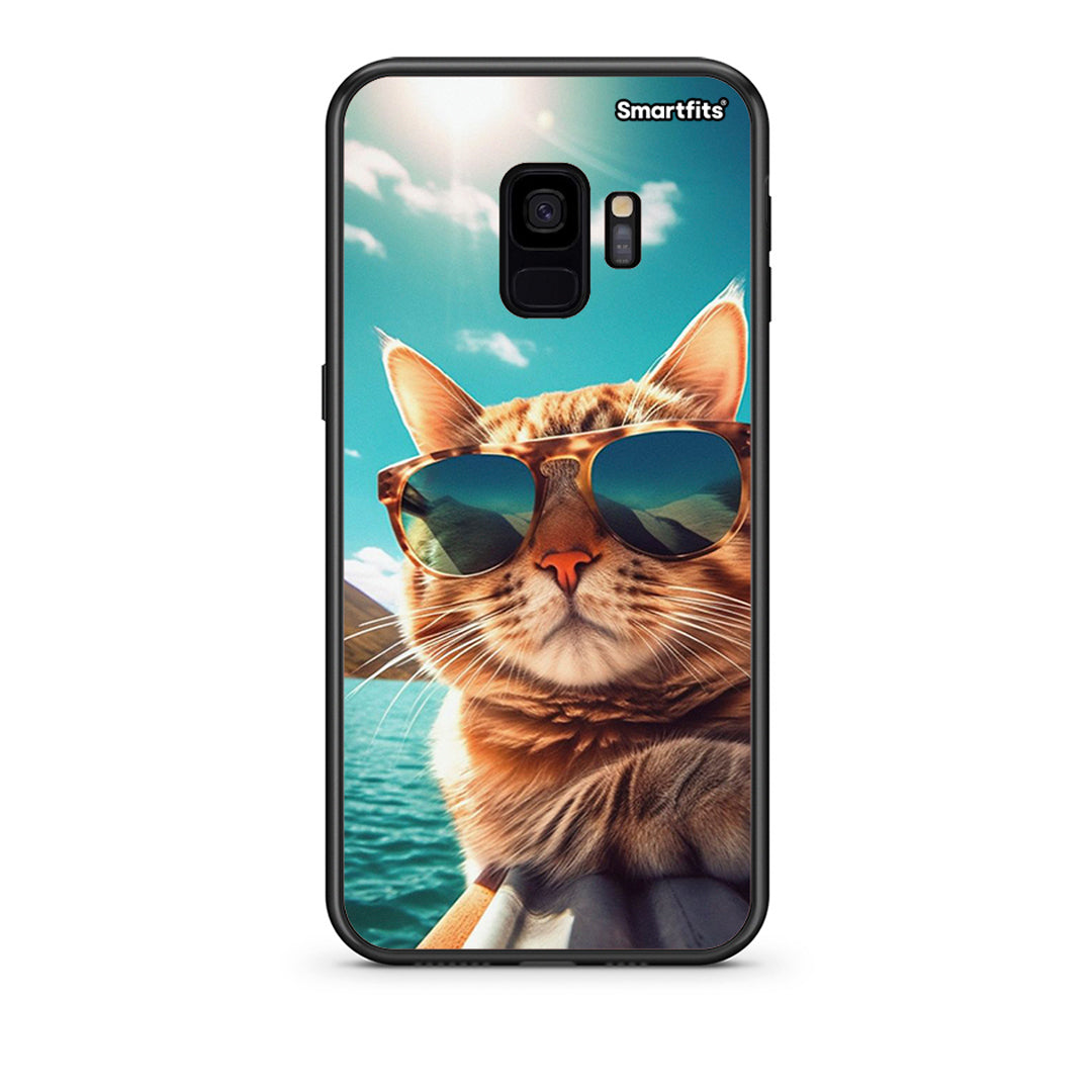 samsung s9 Summer Cat θήκη από τη Smartfits με σχέδιο στο πίσω μέρος και μαύρο περίβλημα | Smartphone case with colorful back and black bezels by Smartfits