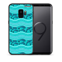 Thumbnail for Θήκη Samsung S9 Swimming Dolphins από τη Smartfits με σχέδιο στο πίσω μέρος και μαύρο περίβλημα | Samsung S9 Swimming Dolphins case with colorful back and black bezels