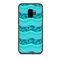 Thumbnail for samsung s9 Swimming Dolphins θήκη από τη Smartfits με σχέδιο στο πίσω μέρος και μαύρο περίβλημα | Smartphone case with colorful back and black bezels by Smartfits