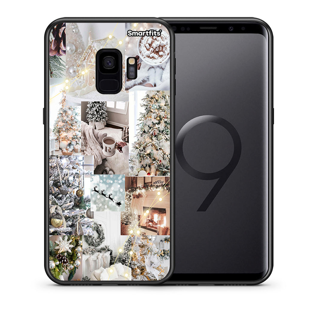 Θήκη Samsung S9 White Christmas από τη Smartfits με σχέδιο στο πίσω μέρος και μαύρο περίβλημα | Samsung S9 White Christmas case with colorful back and black bezels