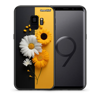 Θήκη Samsung S9 Yellow Daisies από τη Smartfits με σχέδιο στο πίσω μέρος και μαύρο περίβλημα | Samsung S9 Yellow Daisies case with colorful back and black bezels