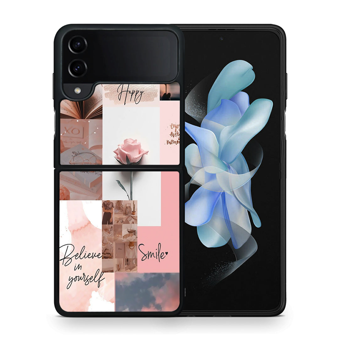 Θήκη Samsung Galaxy Z Flip4 Aesthetic Collage από τη Smartfits με σχέδιο στο πίσω μέρος και μαύρο περίβλημα | Samsung Galaxy Z Flip4 Aesthetic Collage case with colorful back and black bezels