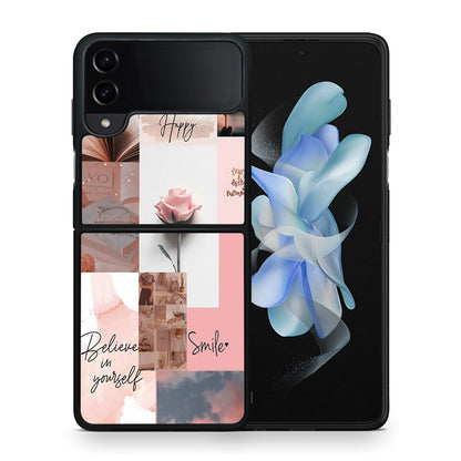 Θήκη Samsung Galaxy Z Flip4 Aesthetic Collage από τη Smartfits με σχέδιο στο πίσω μέρος και μαύρο περίβλημα | Samsung Galaxy Z Flip4 Aesthetic Collage case with colorful back and black bezels