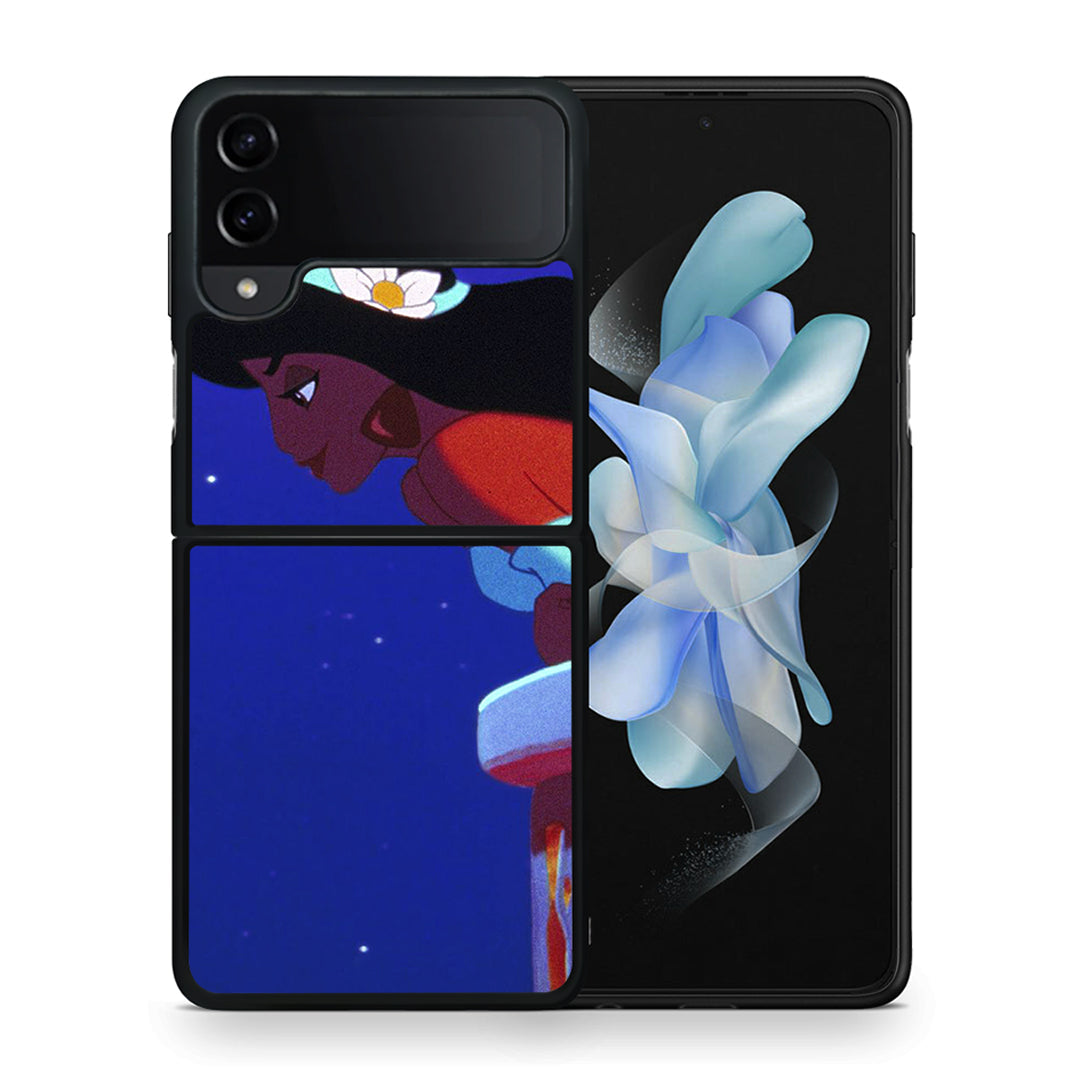 Θήκη Samsung Galaxy Z Flip4 Alladin And Jasmine Love 2 από τη Smartfits με σχέδιο στο πίσω μέρος και μαύρο περίβλημα | Samsung Galaxy Z Flip4 Alladin And Jasmine Love 2 case with colorful back and black bezels