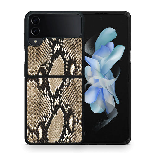 Θήκη Samsung Galaxy Z Flip4 Fashion Snake Animal από τη Smartfits με σχέδιο στο πίσω μέρος και μαύρο περίβλημα | Samsung Galaxy Z Flip4 Fashion Snake Animal case with colorful back and black bezels