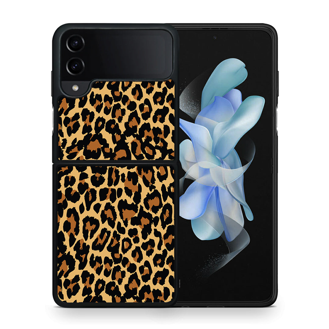 Θήκη Samsung Galaxy Z Flip4 Leopard Animal από τη Smartfits με σχέδιο στο πίσω μέρος και μαύρο περίβλημα | Samsung Galaxy Z Flip4 Leopard Animal case with colorful back and black bezels