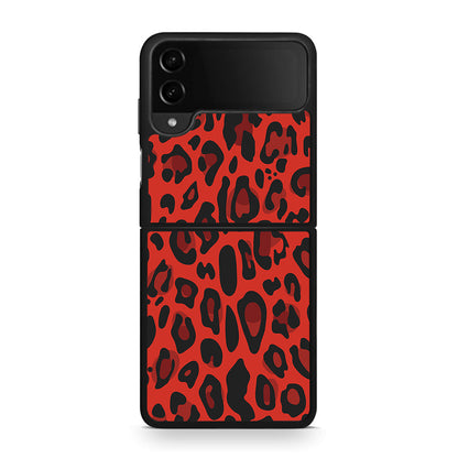 4 - Samsung Galaxy Z Flip4 Red Leopard Animal case, cover, bumper