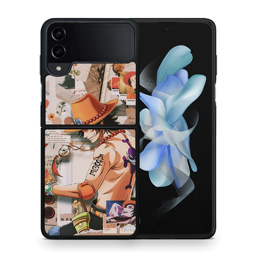 Θήκη Samsung Galaxy Z Flip4 Anime Collage από τη Smartfits με σχέδιο στο πίσω μέρος και μαύρο περίβλημα | Samsung Galaxy Z Flip4 Anime Collage case with colorful back and black bezels