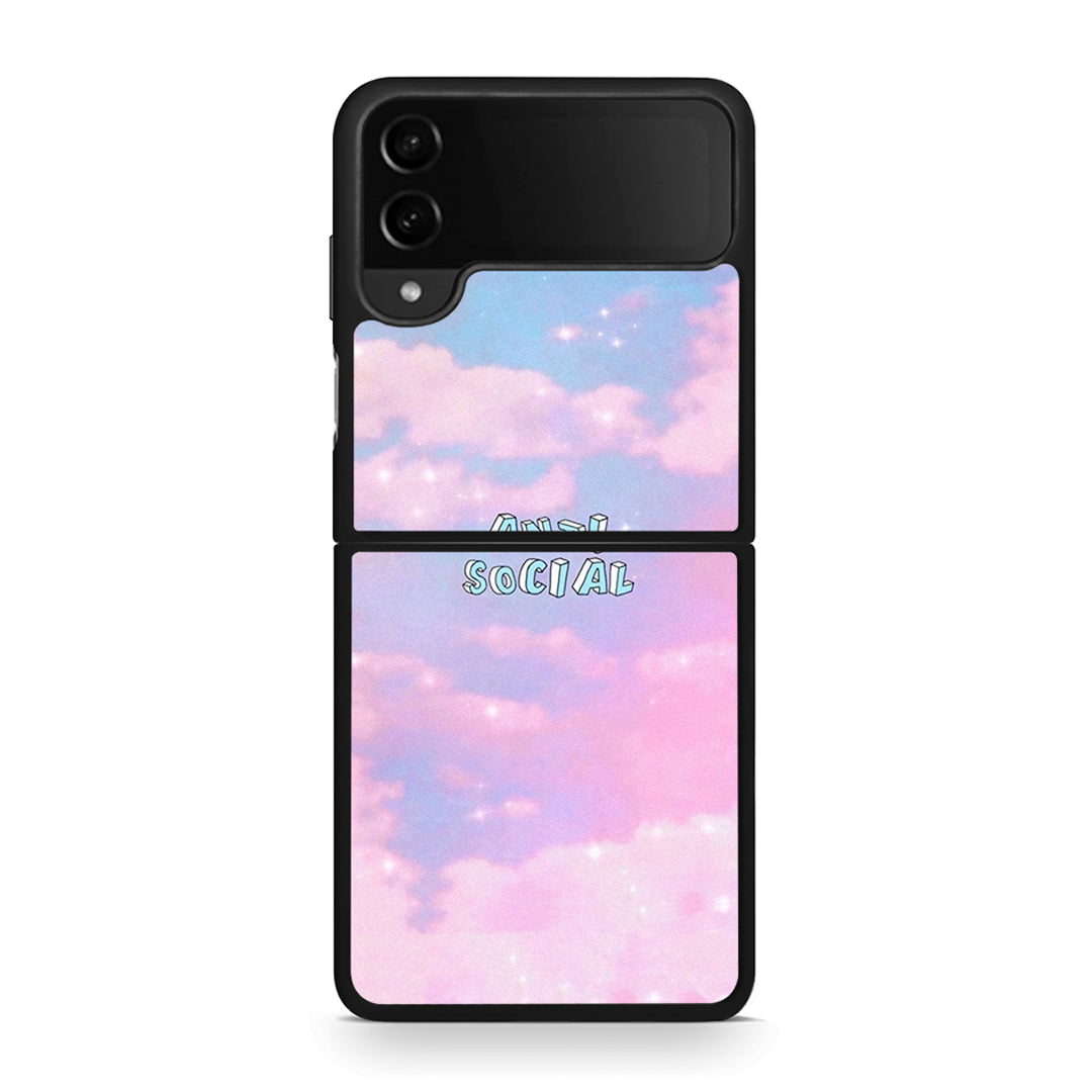 Samsung Galaxy Z Flip4 Anti Social Θήκη Αγίου Βαλεντίνου από τη Smartfits με σχέδιο στο πίσω μέρος και μαύρο περίβλημα | Smartphone case with colorful back and black bezels by Smartfits