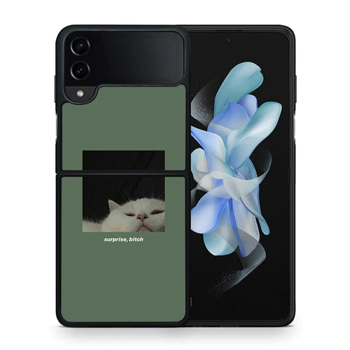 Θήκη Samsung Galaxy Z Flip4 Bitch Surprise από τη Smartfits με σχέδιο στο πίσω μέρος και μαύρο περίβλημα | Samsung Galaxy Z Flip4 Bitch Surprise case with colorful back and black bezels