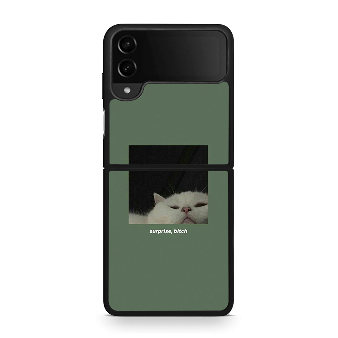 Samsung Galaxy Z Flip4 Bitch Surprise θήκη από τη Smartfits με σχέδιο στο πίσω μέρος και μαύρο περίβλημα | Smartphone case with colorful back and black bezels by Smartfits
