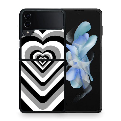 Θήκη Samsung Galaxy Z Flip4 Black Hearts από τη Smartfits με σχέδιο στο πίσω μέρος και μαύρο περίβλημα | Samsung Galaxy Z Flip4 Black Hearts case with colorful back and black bezels