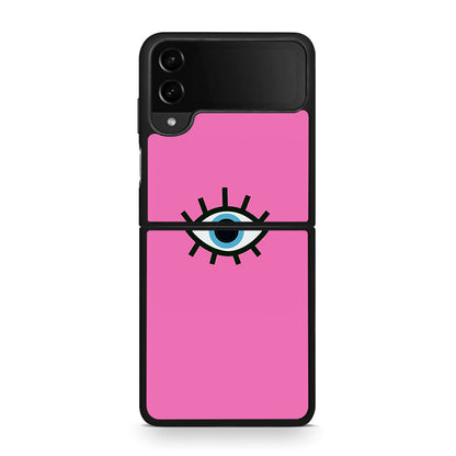 Samsung Galaxy Z Flip4 Blue Eye Pink θήκη από τη Smartfits με σχέδιο στο πίσω μέρος και μαύρο περίβλημα | Smartphone case with colorful back and black bezels by Smartfits