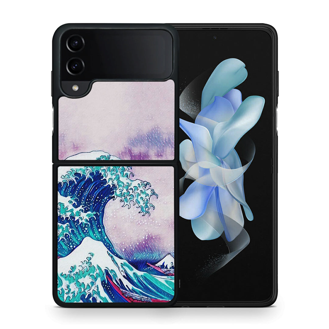 Θήκη Samsung Galaxy Z Flip4 Blue Waves από τη Smartfits με σχέδιο στο πίσω μέρος και μαύρο περίβλημα | Samsung Galaxy Z Flip4 Blue Waves case with colorful back and black bezels