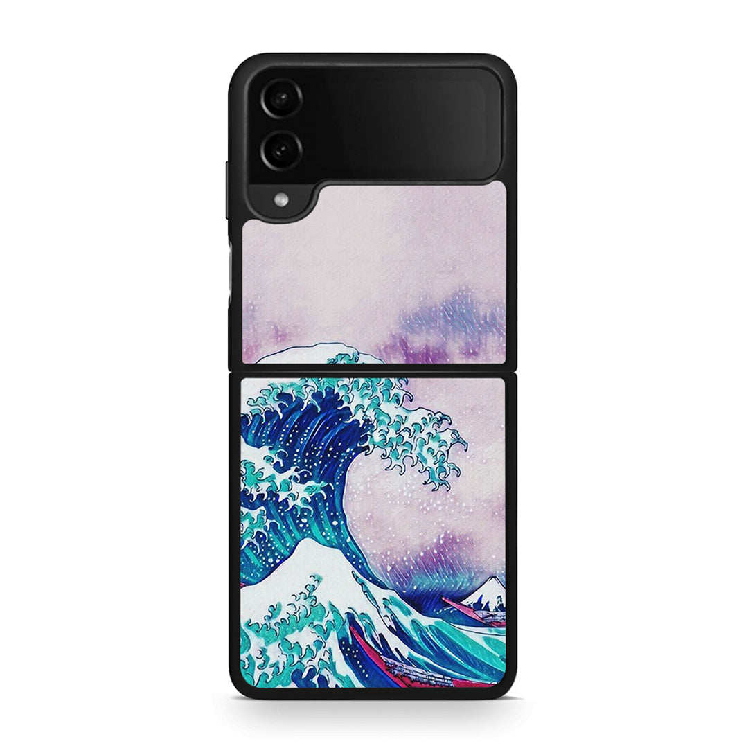 Samsung Galaxy Z Flip4 Blue Waves θήκη από τη Smartfits με σχέδιο στο πίσω μέρος και μαύρο περίβλημα | Smartphone case with colorful back and black bezels by Smartfits
