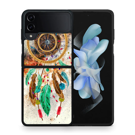 Θήκη Samsung Galaxy Z Flip4 DreamCatcher Boho από τη Smartfits με σχέδιο στο πίσω μέρος και μαύρο περίβλημα | Samsung Galaxy Z Flip4 DreamCatcher Boho case with colorful back and black bezels