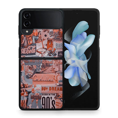 Θήκη Samsung Galaxy Z Flip4 Born In 90s από τη Smartfits με σχέδιο στο πίσω μέρος και μαύρο περίβλημα | Samsung Galaxy Z Flip4 Born In 90s case with colorful back and black bezels