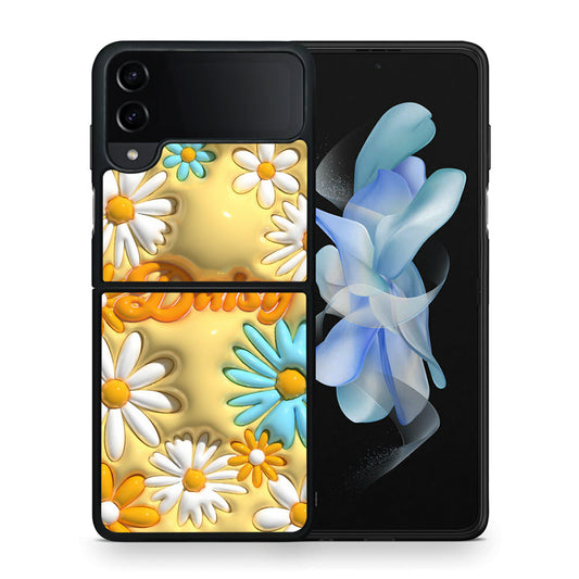 Θήκη Samsung Galaxy Z Flip4 Bubble Daisies από τη Smartfits με σχέδιο στο πίσω μέρος και μαύρο περίβλημα | Samsung Galaxy Z Flip4 Bubble Daisies case with colorful back and black bezels