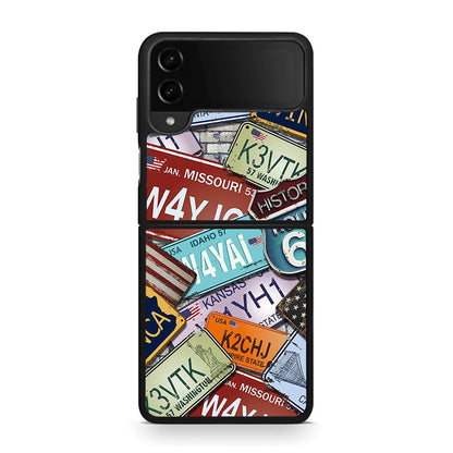 Samsung Galaxy Z Flip4 Car Plates θήκη από τη Smartfits με σχέδιο στο πίσω μέρος και μαύρο περίβλημα | Smartphone case with colorful back and black bezels by Smartfits