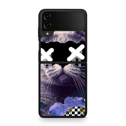 Samsung Galaxy Z Flip4 Cat Collage θήκη από τη Smartfits με σχέδιο στο πίσω μέρος και μαύρο περίβλημα | Smartphone case with colorful back and black bezels by Smartfits