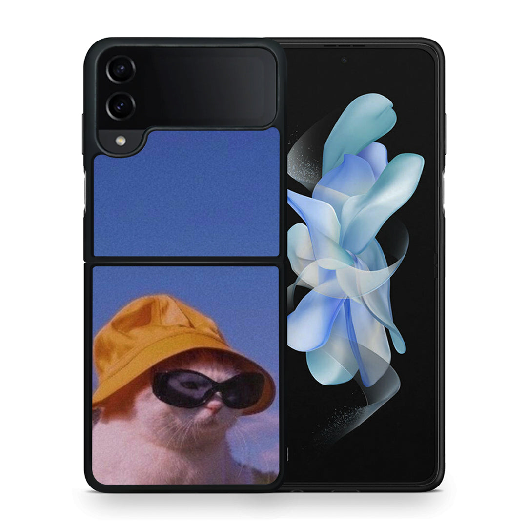 Θήκη Samsung Galaxy Z Flip4 Cat Diva από τη Smartfits με σχέδιο στο πίσω μέρος και μαύρο περίβλημα | Samsung Galaxy Z Flip4 Cat Diva case with colorful back and black bezels