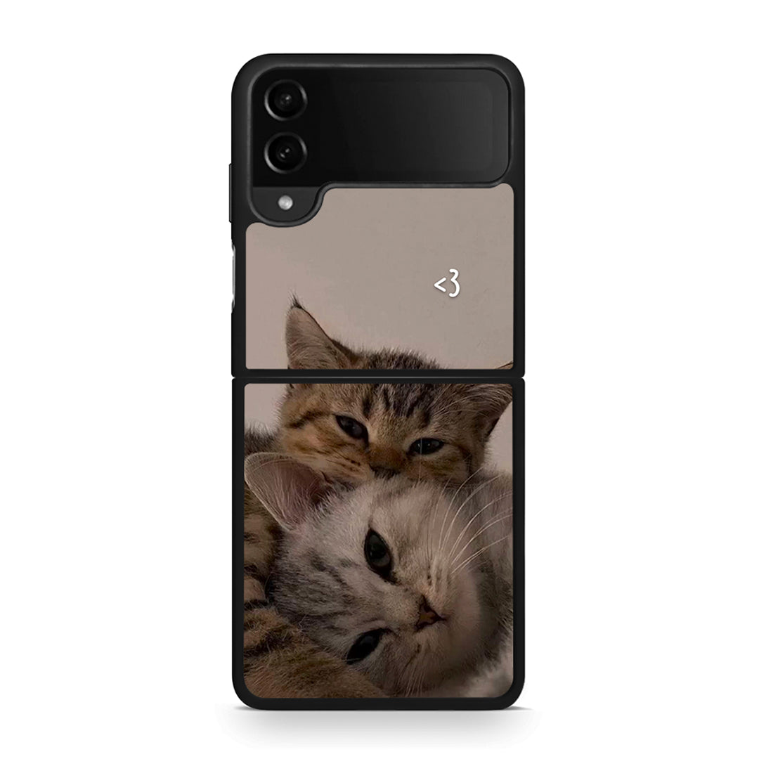 Samsung Galaxy Z Flip4 Cats In Love Θήκη από τη Smartfits με σχέδιο στο πίσω μέρος και μαύρο περίβλημα | Smartphone case with colorful back and black bezels by Smartfits