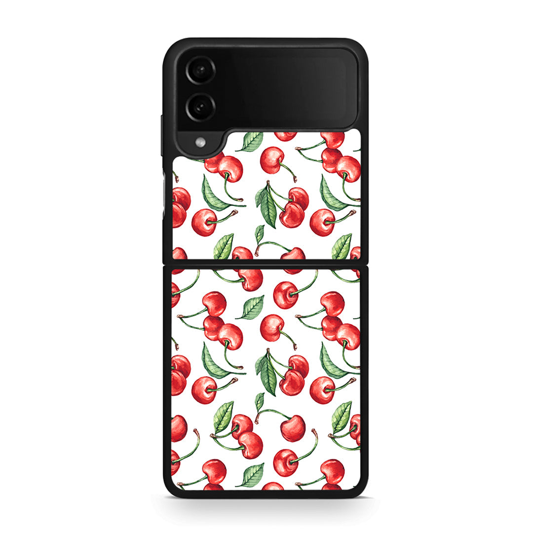 Samsung Galaxy Z Flip4 Cherry Summer θήκη από τη Smartfits με σχέδιο στο πίσω μέρος και μαύρο περίβλημα | Smartphone case with colorful back and black bezels by Smartfits