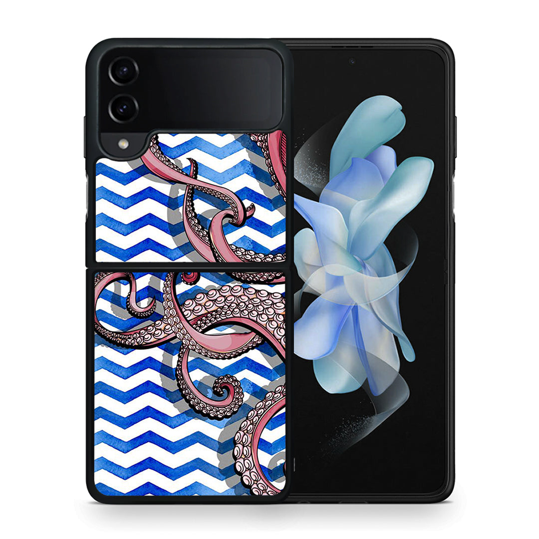 Θήκη Samsung Galaxy Z Flip4 Chevron Devilfish από τη Smartfits με σχέδιο στο πίσω μέρος και μαύρο περίβλημα | Samsung Galaxy Z Flip4 Chevron Devilfish case with colorful back and black bezels