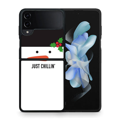 Θήκη Samsung Galaxy Z Flip4 Christmas Chillin από τη Smartfits με σχέδιο στο πίσω μέρος και μαύρο περίβλημα | Samsung Galaxy Z Flip4 Christmas Chillin case with colorful back and black bezels