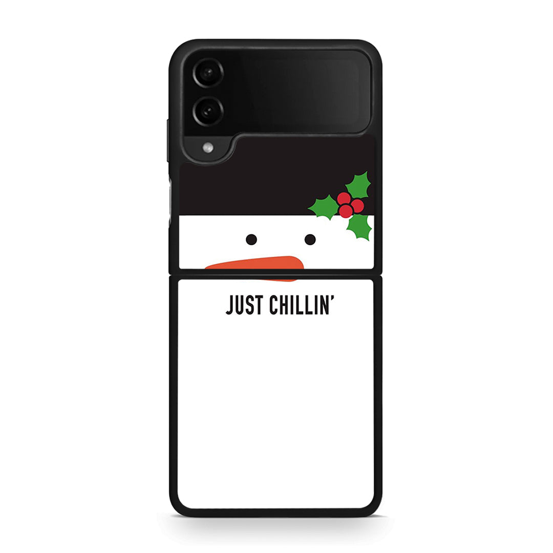 Samsung Galaxy Z Flip4 Christmas Chillin θήκη από τη Smartfits με σχέδιο στο πίσω μέρος και μαύρο περίβλημα | Smartphone case with colorful back and black bezels by Smartfits