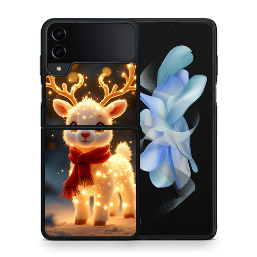 Θήκη Samsung Galaxy Z Flip4 Christmas Cutie από τη Smartfits με σχέδιο στο πίσω μέρος και μαύρο περίβλημα | Samsung Galaxy Z Flip4 Christmas Cutie case with colorful back and black bezels