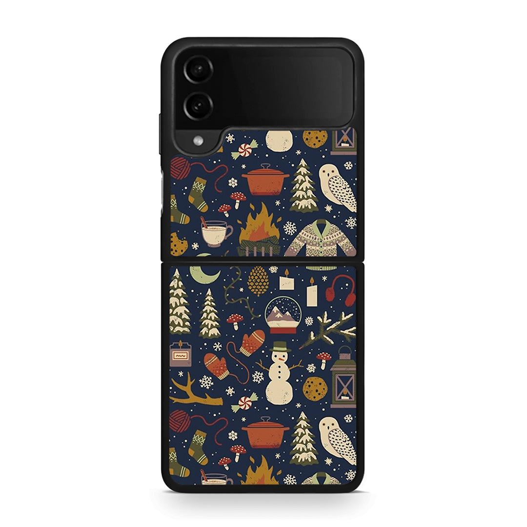 Samsung Galaxy Z Flip4 Christmas Elements θήκη από τη Smartfits με σχέδιο στο πίσω μέρος και μαύρο περίβλημα | Smartphone case with colorful back and black bezels by Smartfits