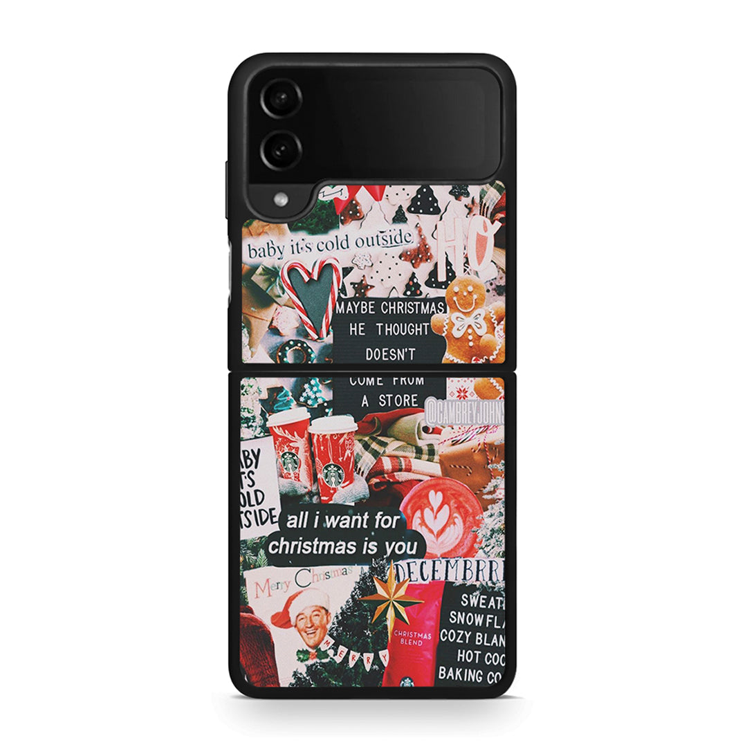Samsung Galaxy Z Flip4 Christmas Happiness θήκη από τη Smartfits με σχέδιο στο πίσω μέρος και μαύρο περίβλημα | Smartphone case with colorful back and black bezels by Smartfits