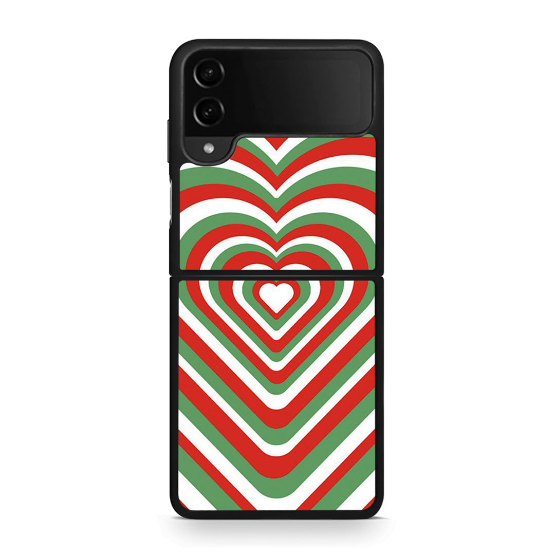 Samsung Galaxy Z Flip4 Christmas Hearts θήκη από τη Smartfits με σχέδιο στο πίσω μέρος και μαύρο περίβλημα | Smartphone case with colorful back and black bezels by Smartfits