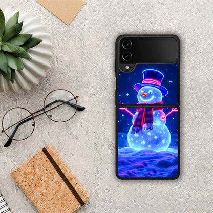 Christmas Neon Snowman - Samsung Galaxy Z Flip4 θήκη