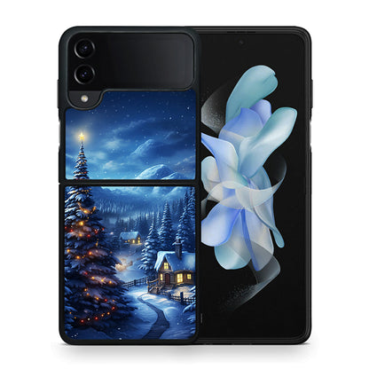 Θήκη Samsung Galaxy Z Flip4 Christmas Scenery από τη Smartfits με σχέδιο στο πίσω μέρος και μαύρο περίβλημα | Samsung Galaxy Z Flip4 Christmas Scenery case with colorful back and black bezels