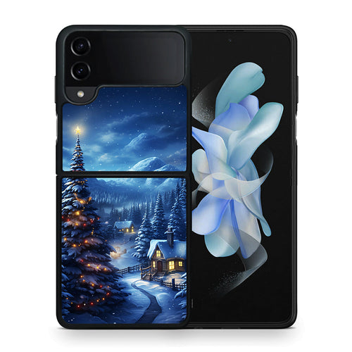 Θήκη Samsung Galaxy Z Flip4 Christmas Scenery από τη Smartfits με σχέδιο στο πίσω μέρος και μαύρο περίβλημα | Samsung Galaxy Z Flip4 Christmas Scenery case with colorful back and black bezels