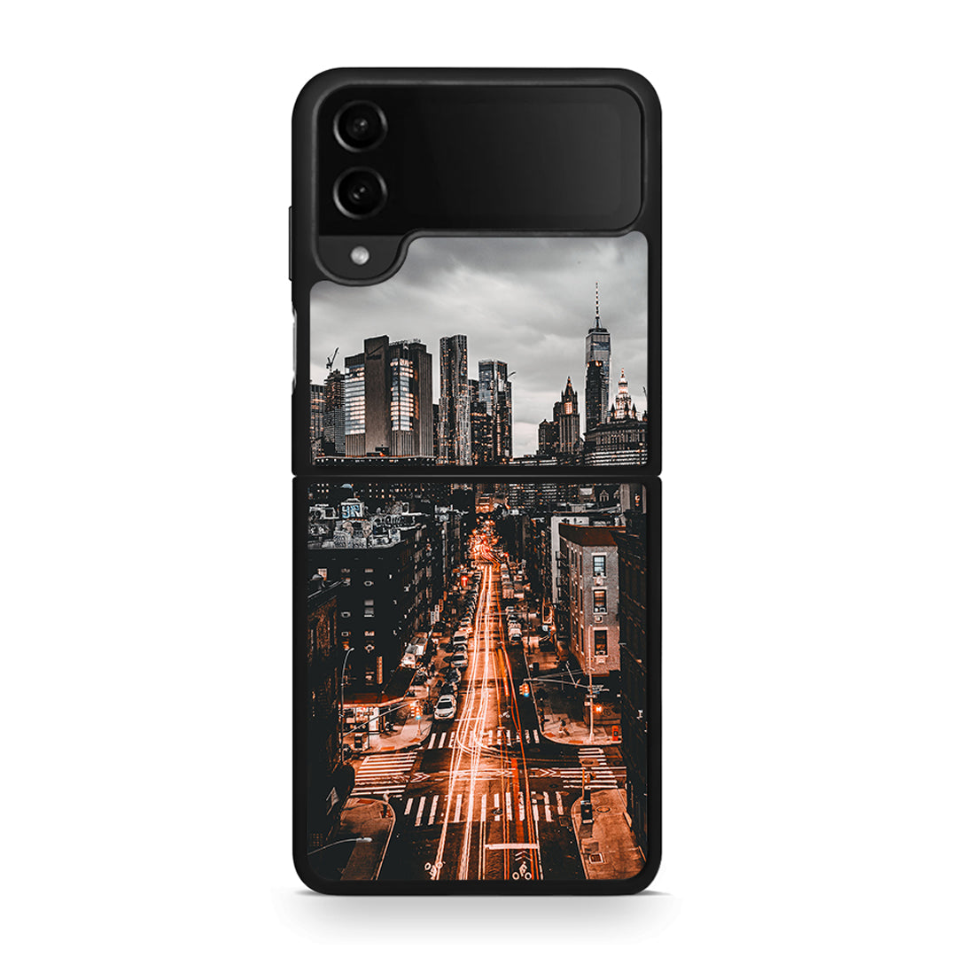 Samsung Galaxy Z Flip4 City Lights θήκη από τη Smartfits με σχέδιο στο πίσω μέρος και μαύρο περίβλημα | Smartphone case with colorful back and black bezels by Smartfits