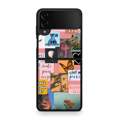 Samsung Galaxy Z Flip4 Collage Bitchin Θήκη Αγίου Βαλεντίνου από τη Smartfits με σχέδιο στο πίσω μέρος και μαύρο περίβλημα | Smartphone case with colorful back and black bezels by Smartfits