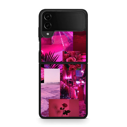 Samsung Galaxy Z Flip4 Collage Red Roses Θήκη Αγίου Βαλεντίνου από τη Smartfits με σχέδιο στο πίσω μέρος και μαύρο περίβλημα | Smartphone case with colorful back and black bezels by Smartfits