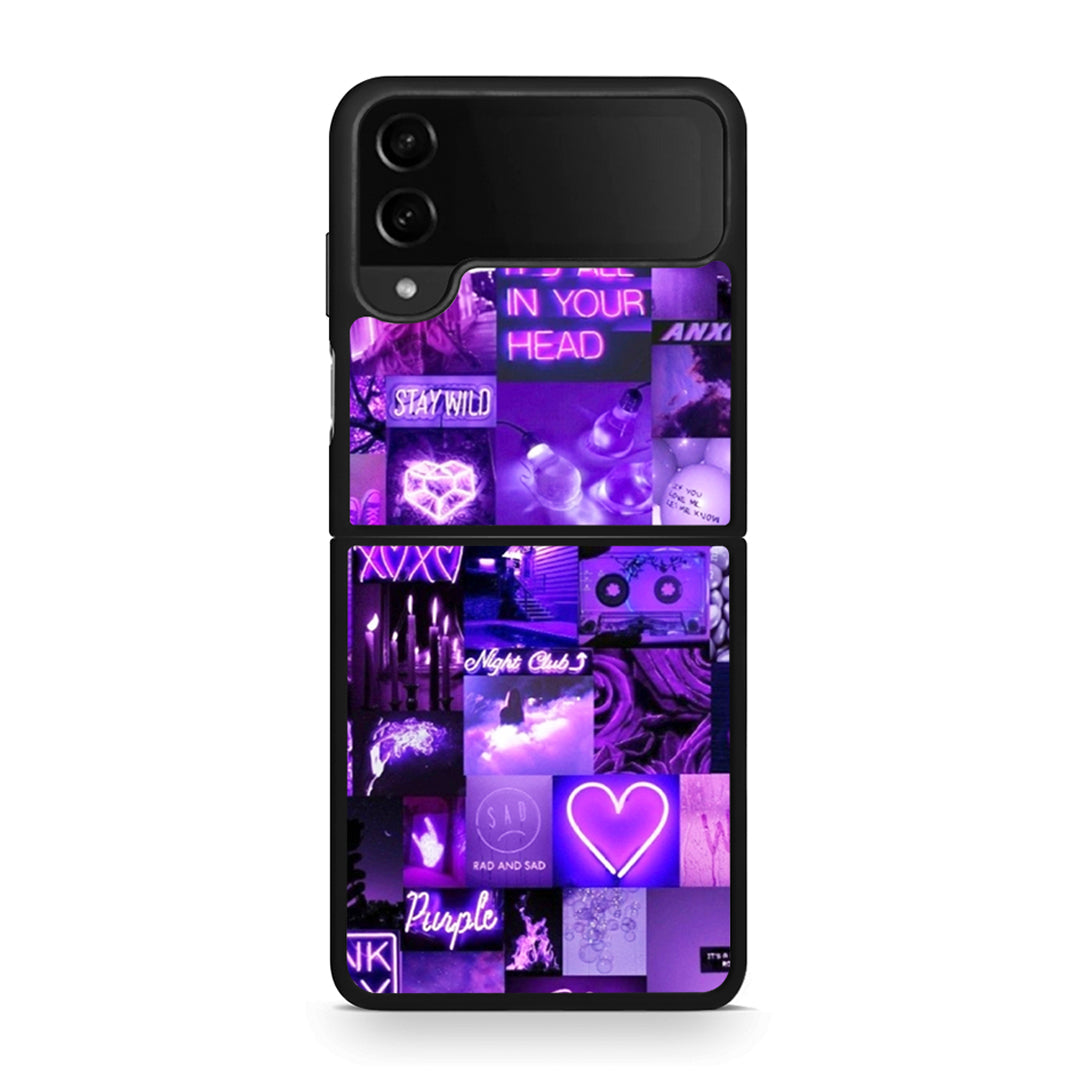 Samsung Galaxy Z Flip4 Collage Stay Wild Θήκη Αγίου Βαλεντίνου από τη Smartfits με σχέδιο στο πίσω μέρος και μαύρο περίβλημα | Smartphone case with colorful back and black bezels by Smartfits