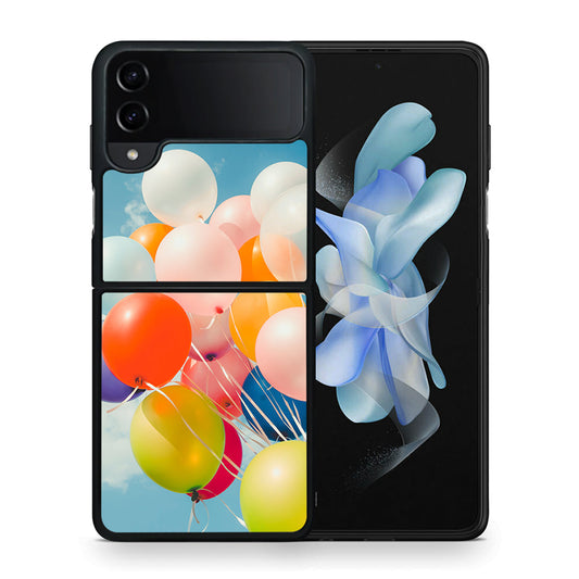 Θήκη Samsung Galaxy Z Flip4 Colorful Balloons από τη Smartfits με σχέδιο στο πίσω μέρος και μαύρο περίβλημα | Samsung Galaxy Z Flip4 Colorful Balloons case with colorful back and black bezels